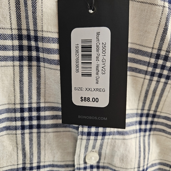 Bonobos Plaid Mens Light Weight Flannel LS Button Down Slim Fit XXL Shirt NWT - Picture 2 of 8